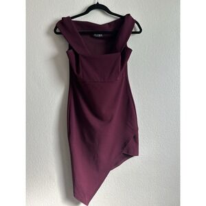 Fashion Nova Off The Shoulder Purple Mini Dress Women's Gothic Appear Sz Sm Asym